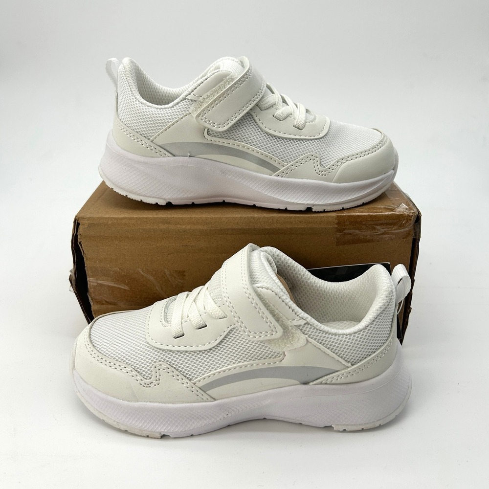 Toddler Girls Sneakers Athletic Works Jogger Size 10 White Mesh Memory Foam NEW